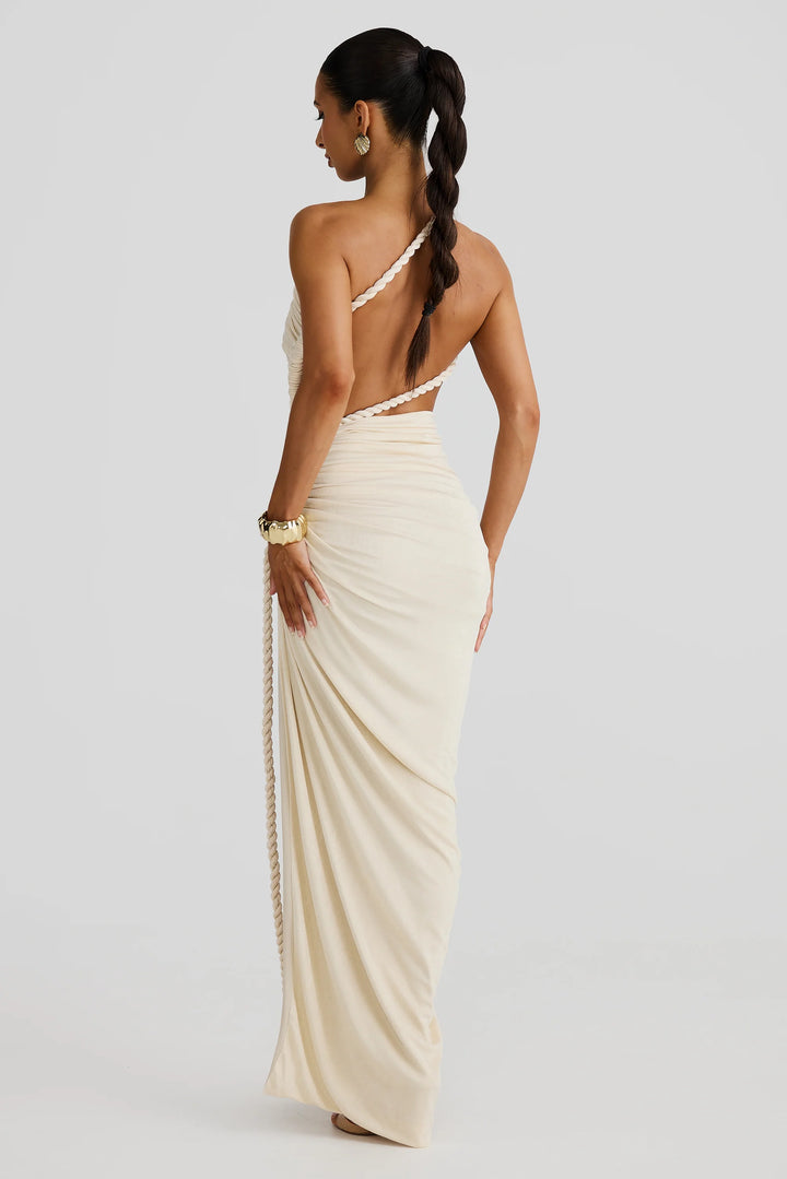 Arya - Asymmetric Rope-Drape Maxi Dress