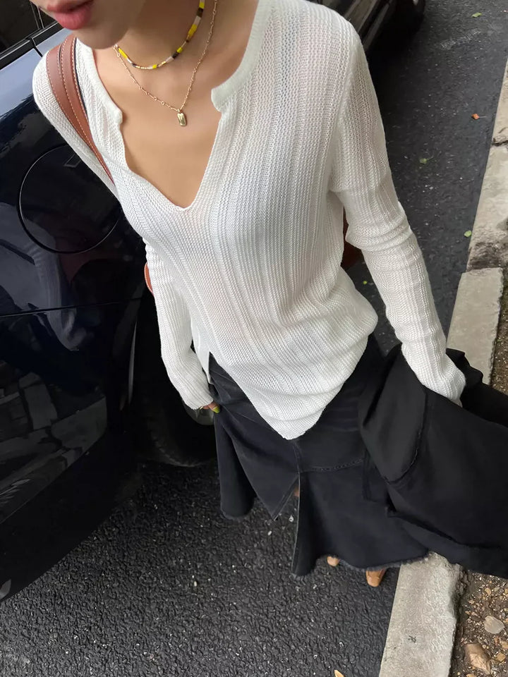 Sienna Raw-Edge Knit Top Sweater