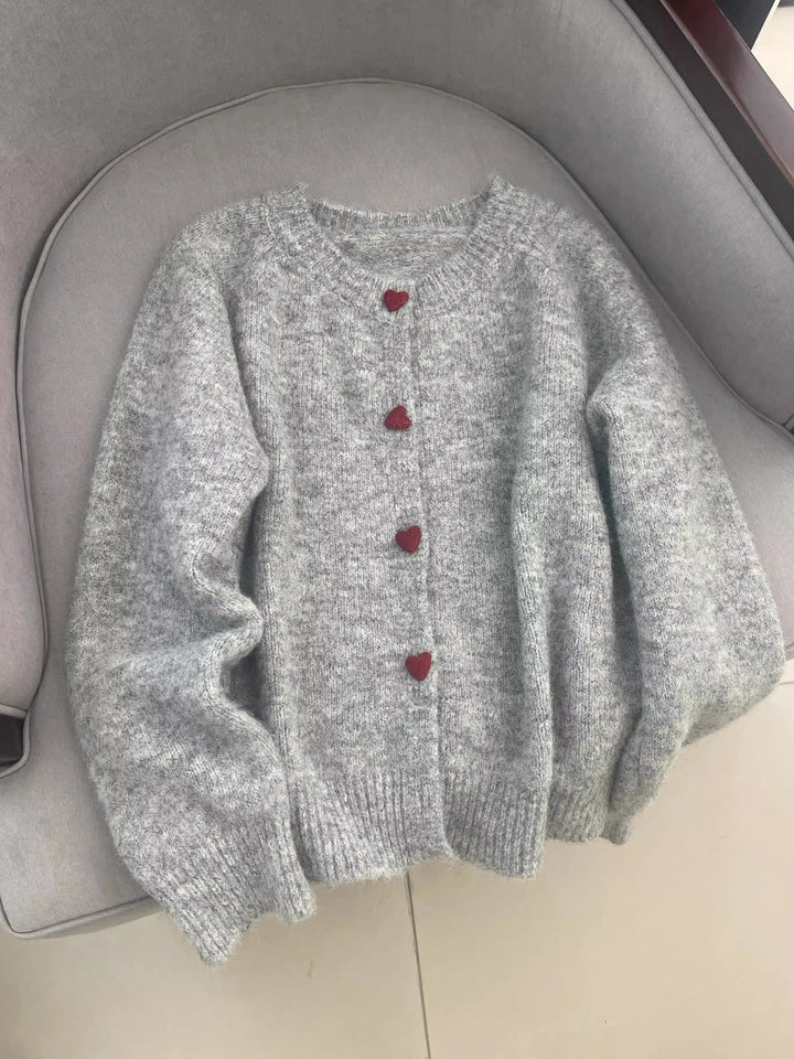 Heart Charm Button Cardigan
