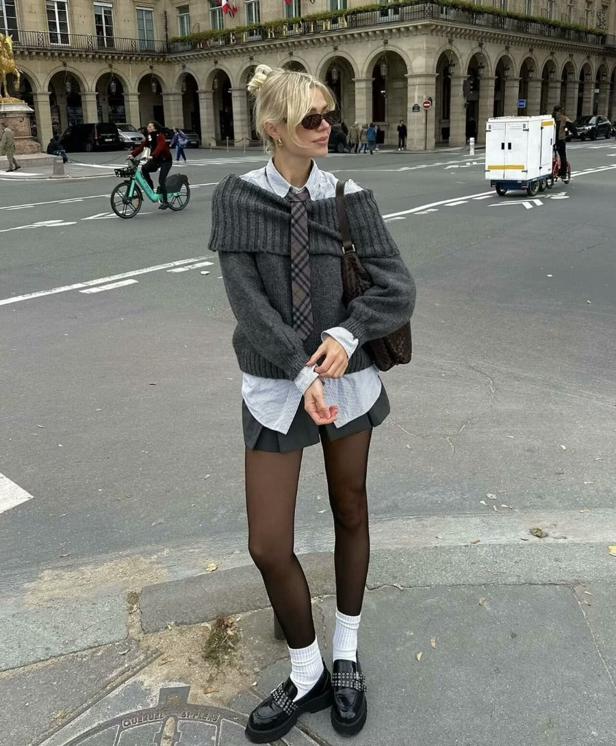 Rue Montmartre Off-Shoulder Knit Sweater