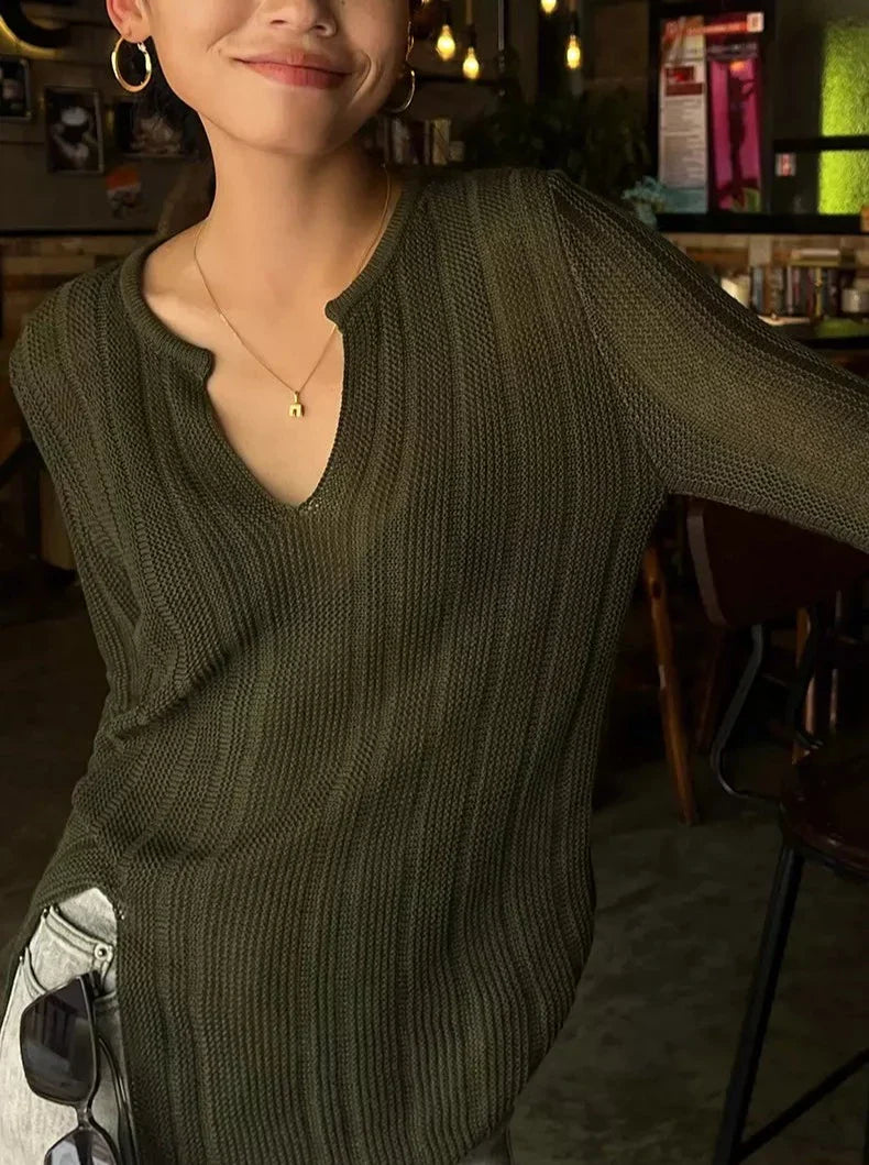 Sienna Raw-Edge Knit Top Sweater