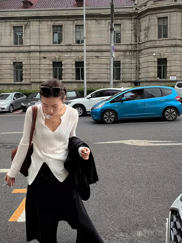 Sienna Raw-Edge Knit Top Sweater