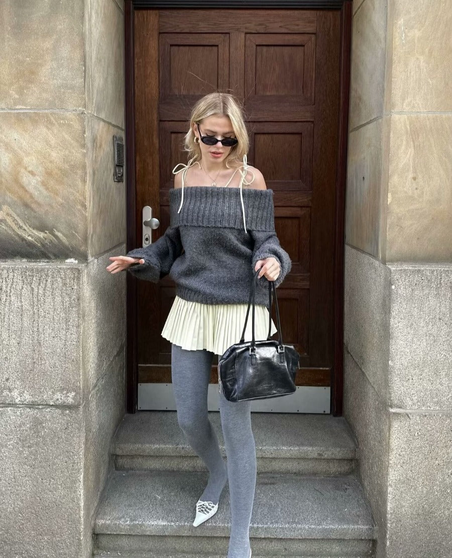 Rue Montmartre Off-Shoulder Knit Sweater