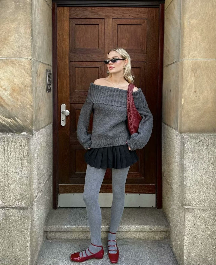 Rue Montmartre Off-Shoulder Knit Sweater