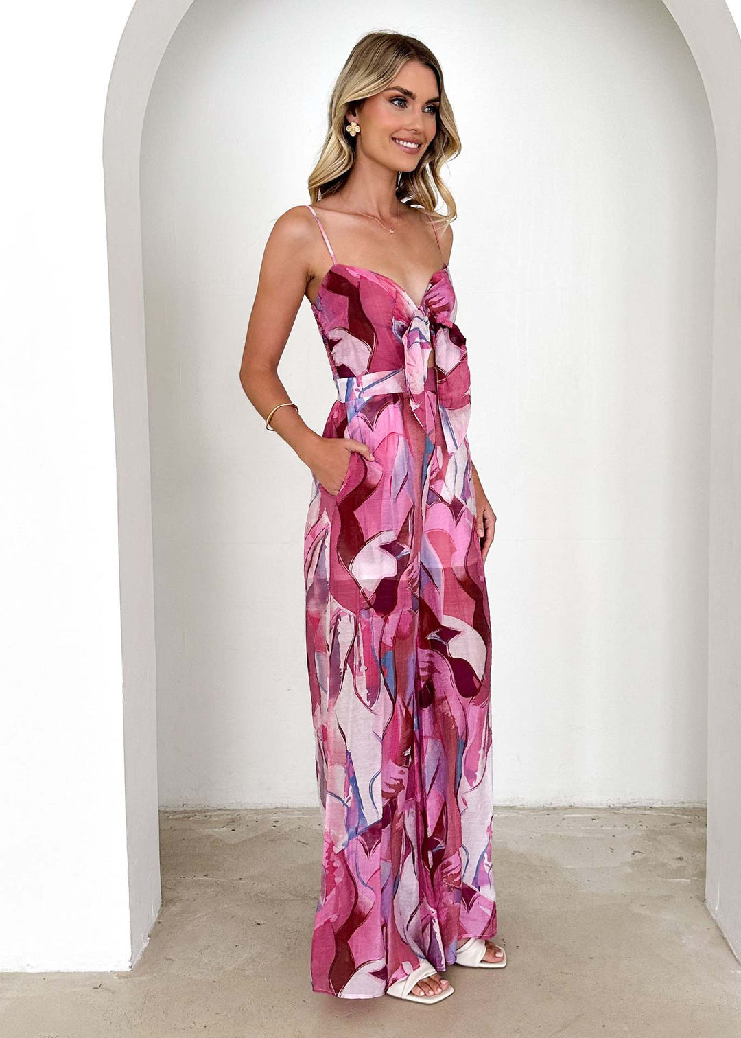 Wild Bloom Twist Front Jumpsuit