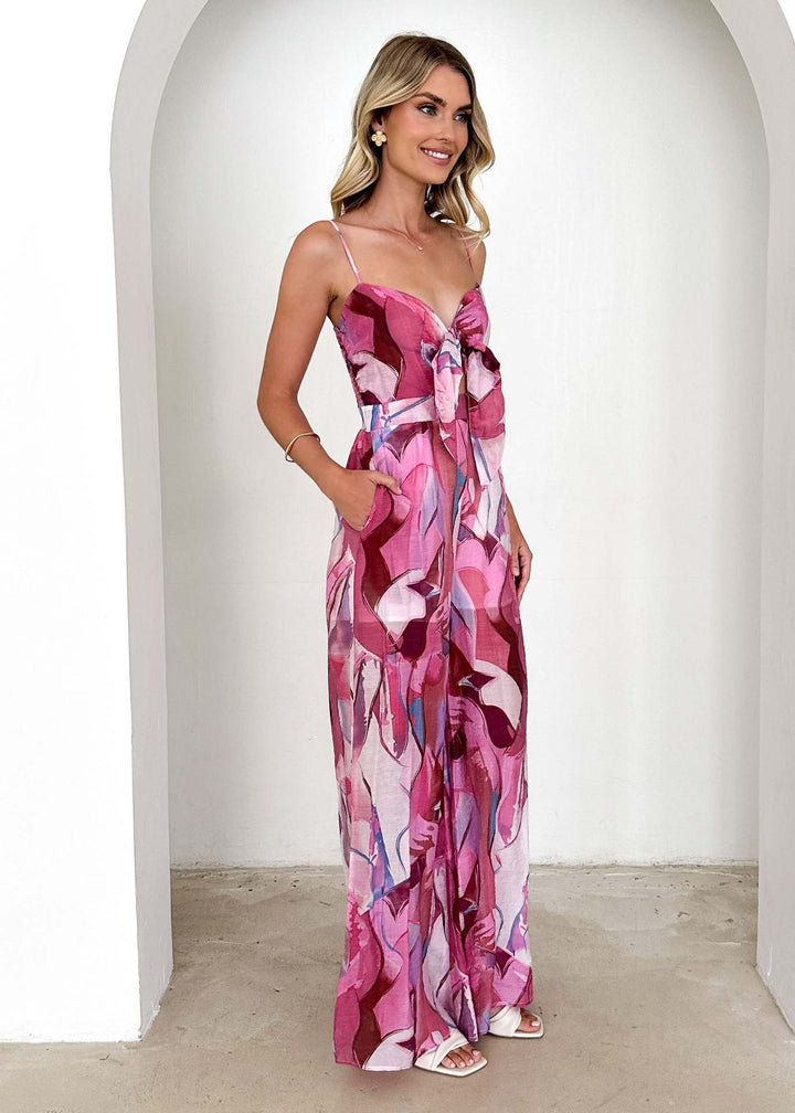 Wild Bloom Twist Front Jumpsuit