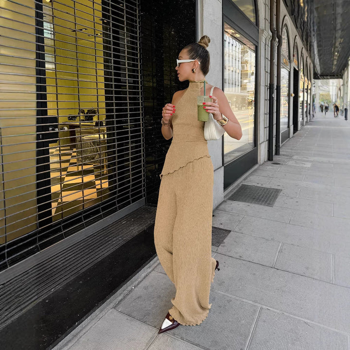 Vereli Textured Halter Two-Piece Set