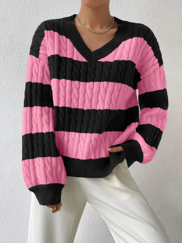 Varsity Lines Cable Knit Jumper