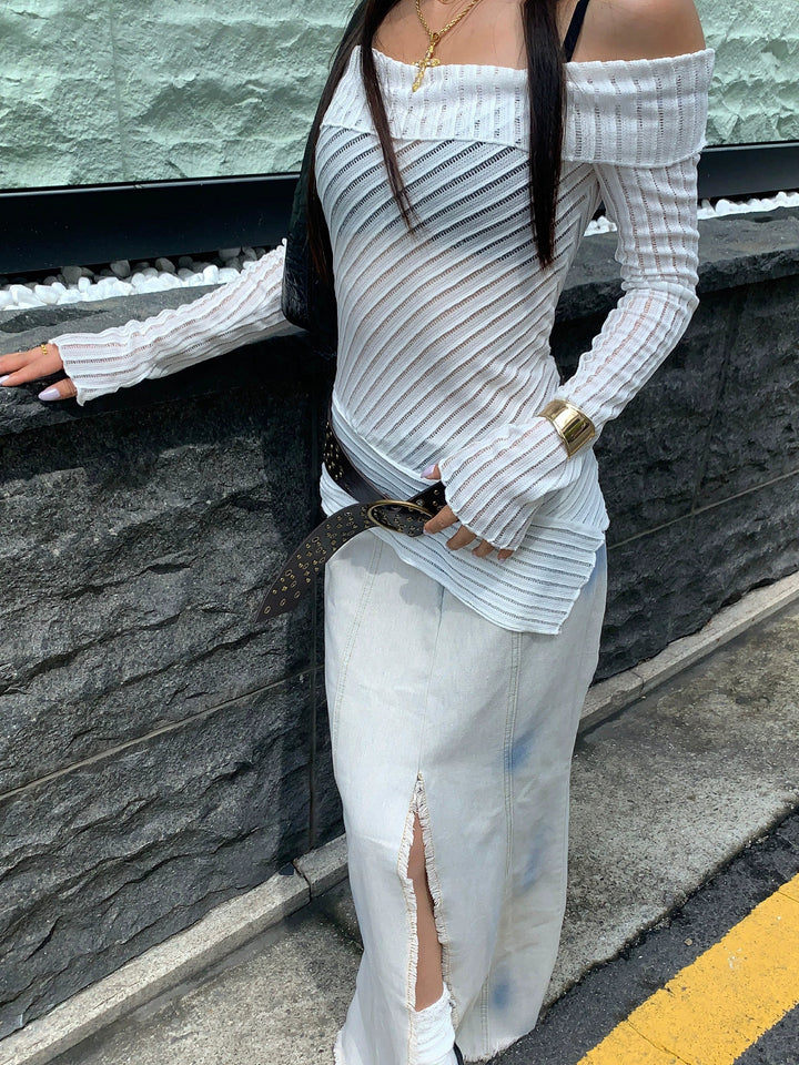 Alouette Sheer Off-Shoulder Top