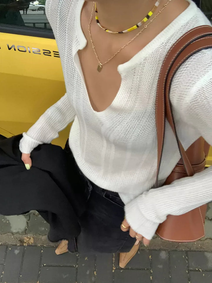 Sienna Raw-Edge Knit Top Sweater