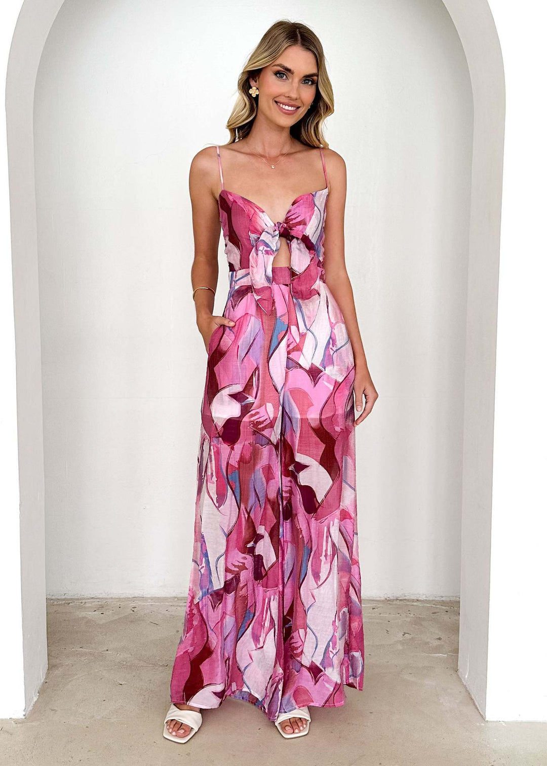 Wild Bloom Twist Front Jumpsuit