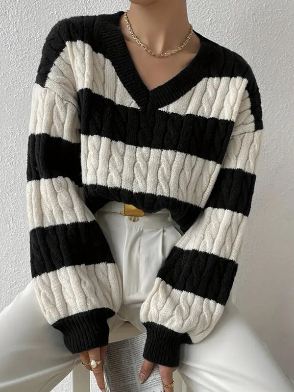 Varsity Lines Cable Knit Jumper