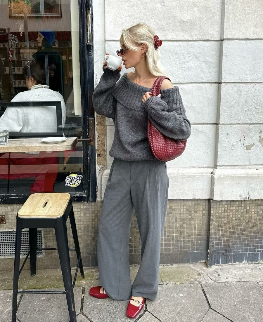 Rue Montmartre Off-Shoulder Knit Sweater