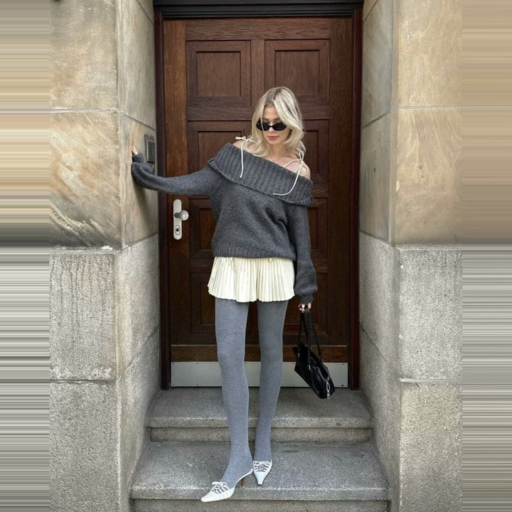 Rue Montmartre Off-Shoulder Knit Sweater