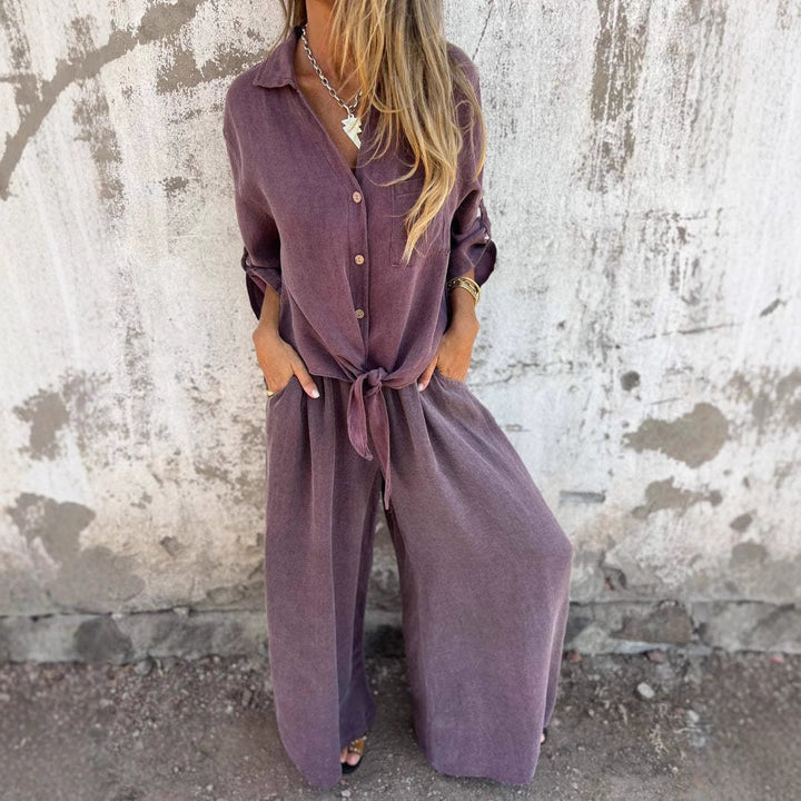 Solvra Washed Button-Tie Lounge Set