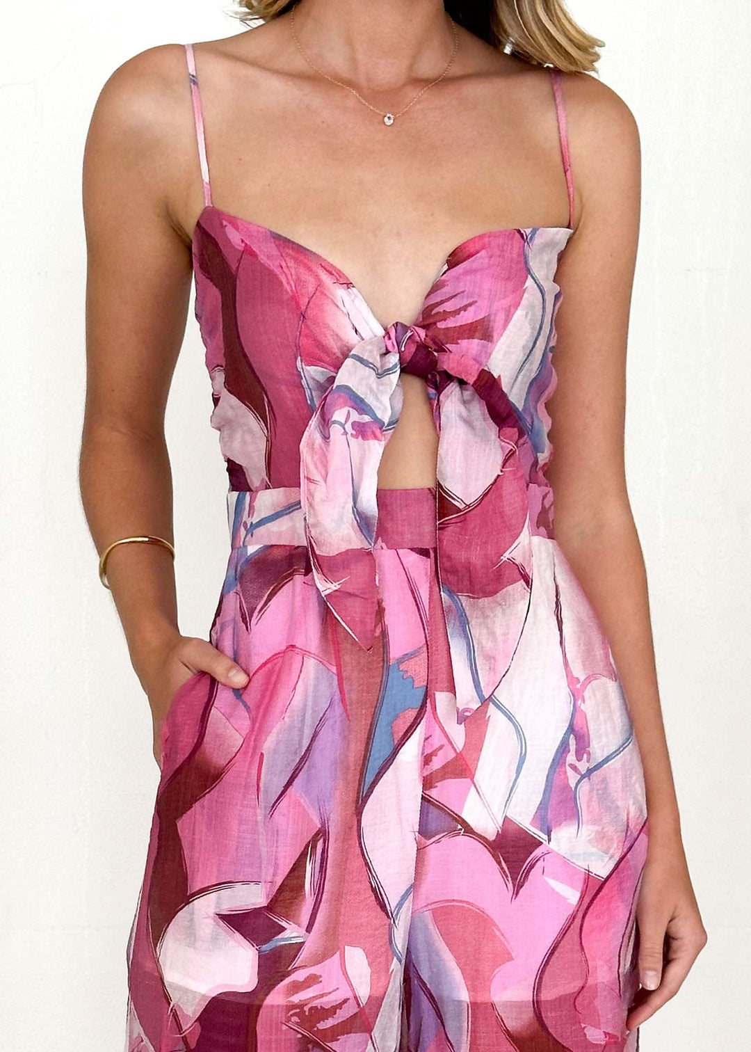 Wild Bloom Twist Front Jumpsuit