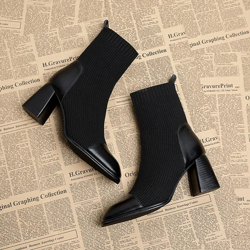 Celeste Pearl Charm Sock Boots