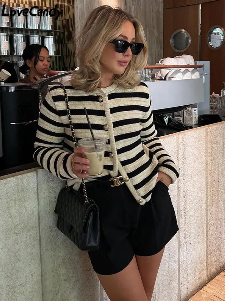 Bellemode Striped Cardigan