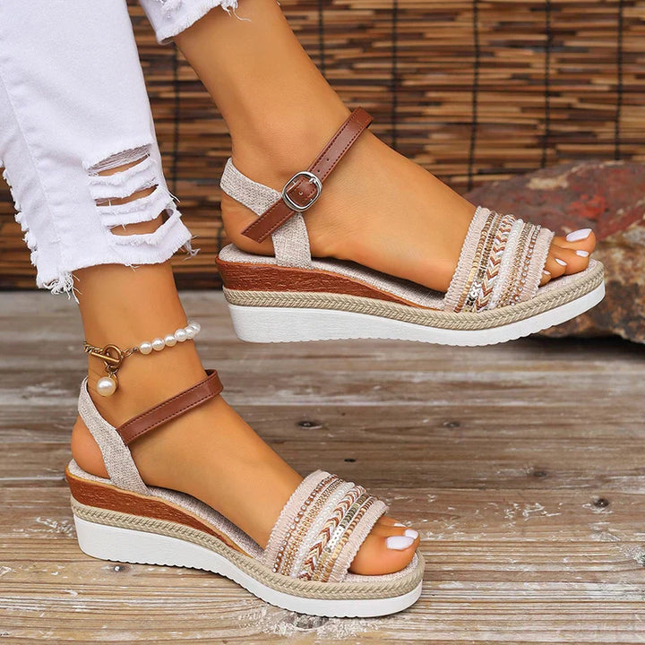 Solara Embellished Wedge Sandals