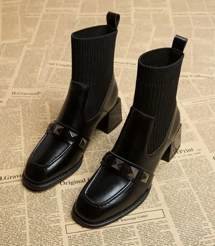 Rebel Studded Sock Boots