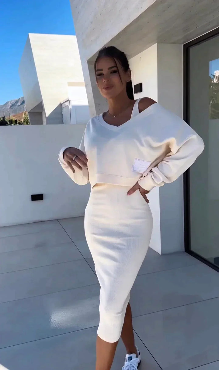 Off-Duty Luxe Ribbed Midi Set