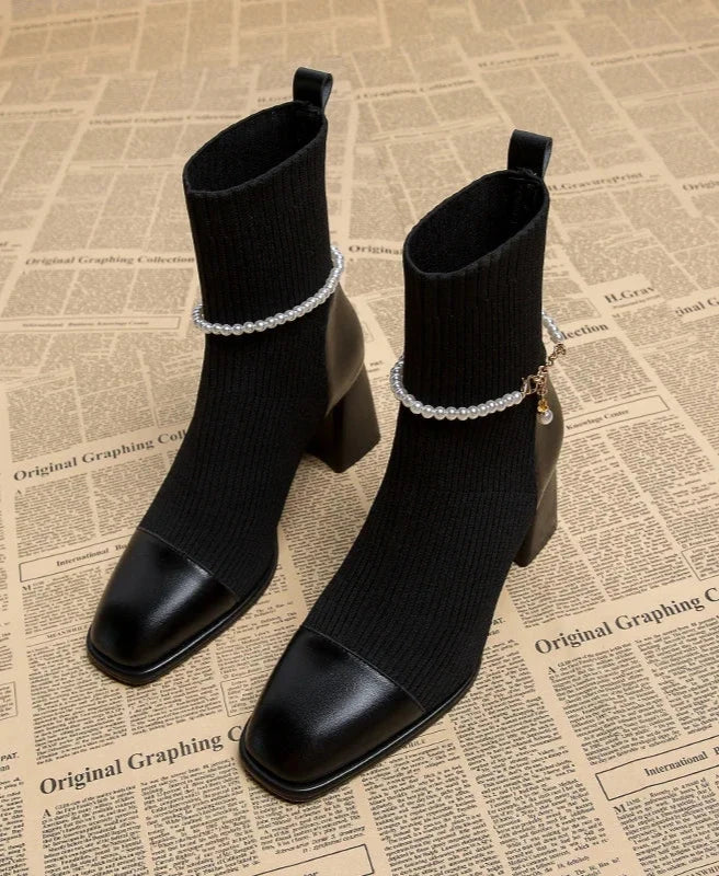Celeste Pearl Charm Sock Boots
