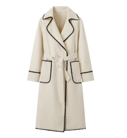 Stitched Charm Belted Coat