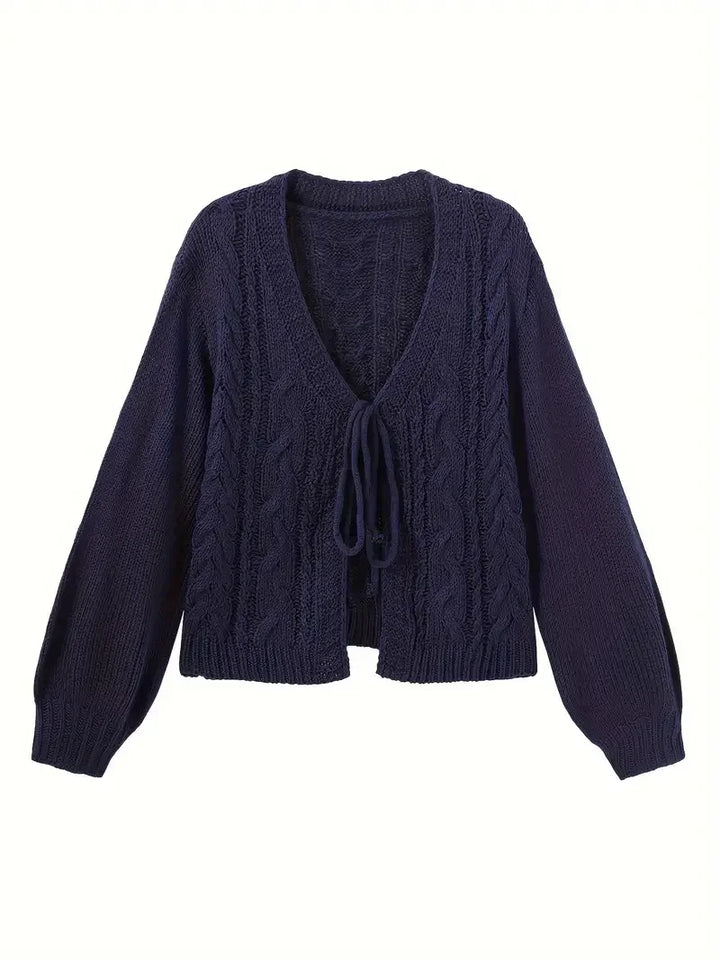 Deep V-neck Navy Blue Cardigan