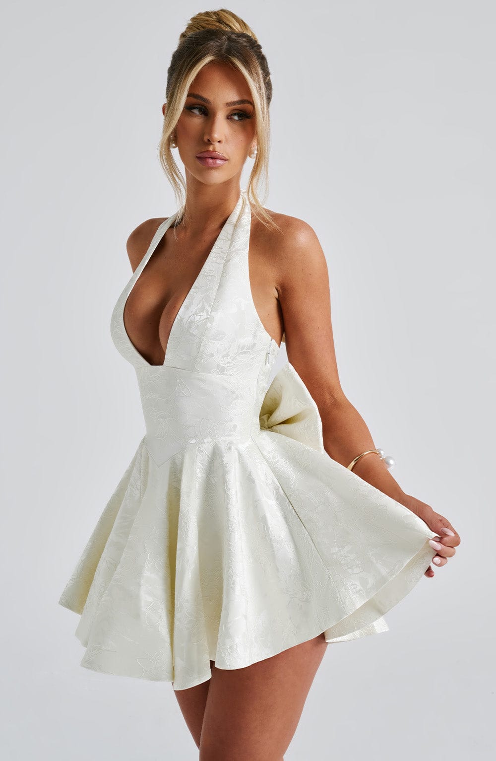 Alessandra - Floral Jacquard Mini Dress