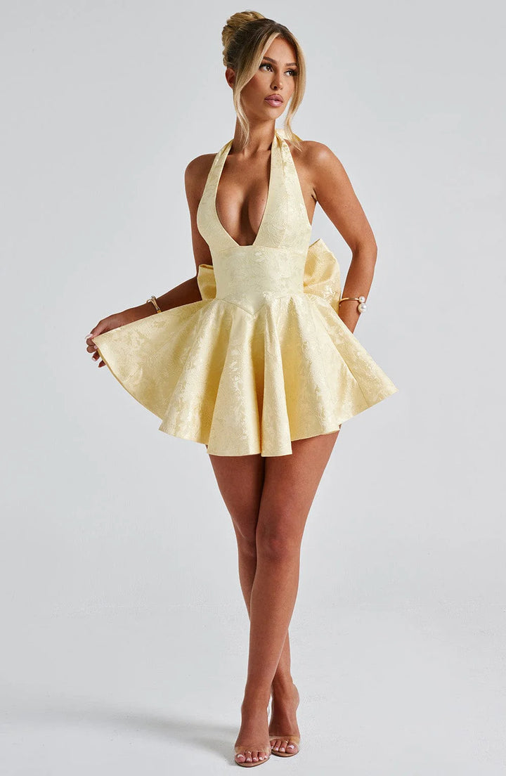 Alessandra - Floral Jacquard Mini Dress