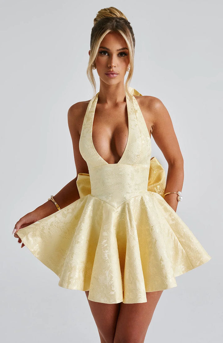 Alessandra - Floral Jacquard Mini Dress