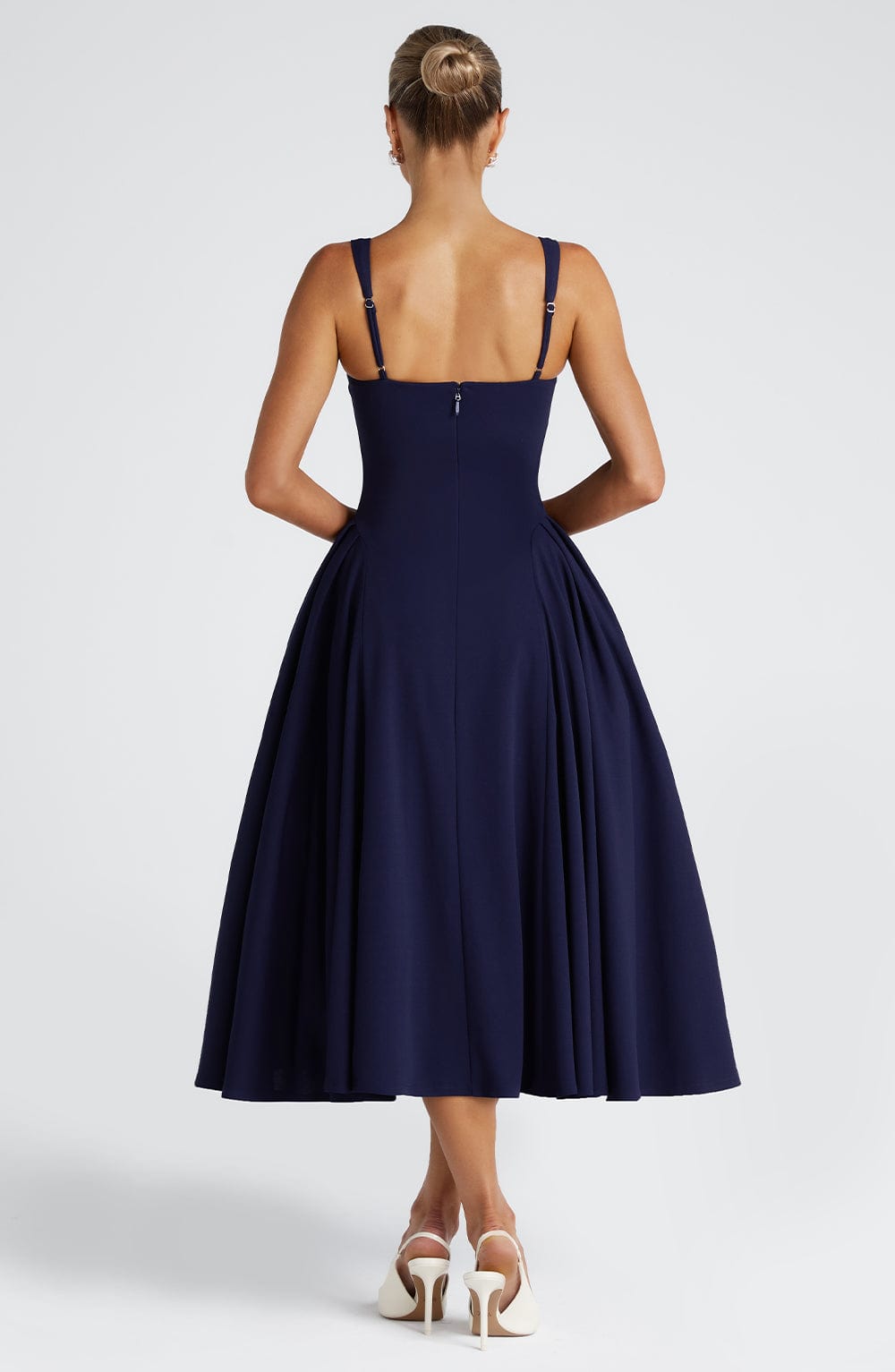 Alessia - Crepe Godet Midi Dress