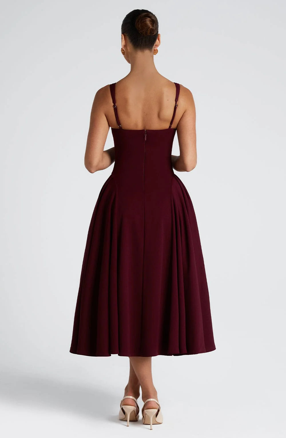 Alessia - Crepe Godet Midi Dress