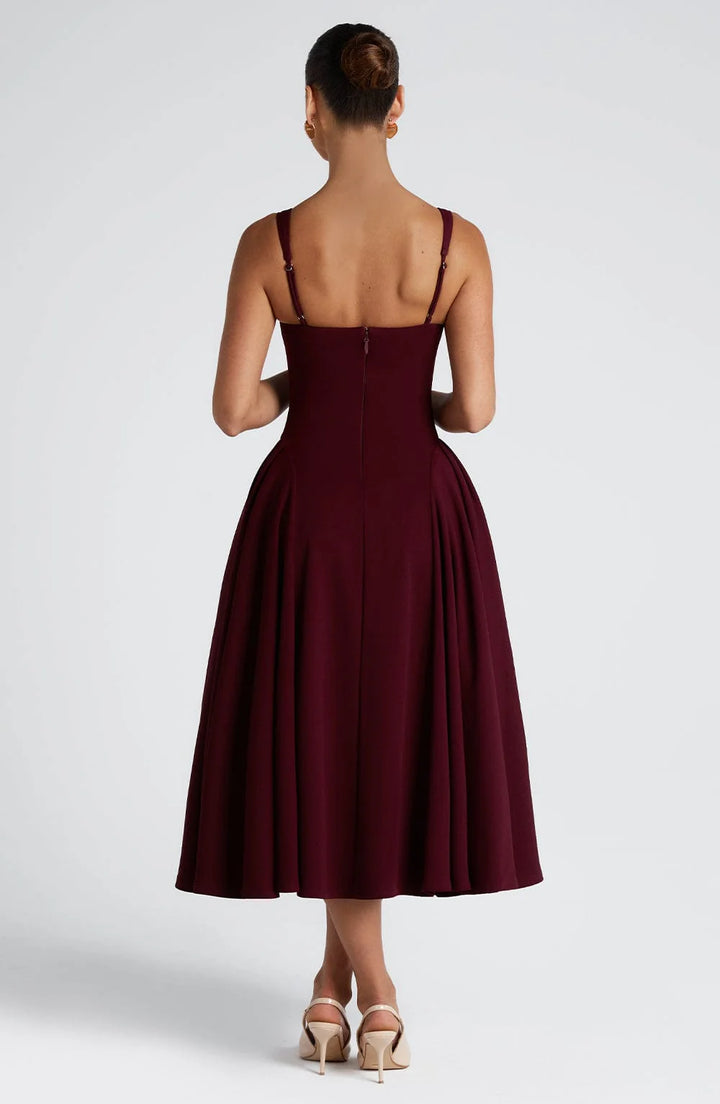 Alessia - Crepe Godet Midi Dress