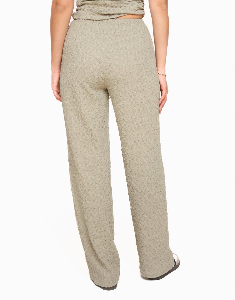 Army Green Textured Loose Fit - Pants