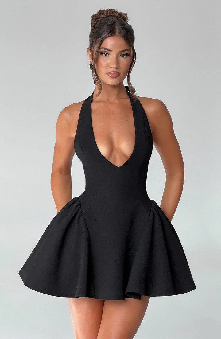 Aurora - Sculpted Halter Mini Dress