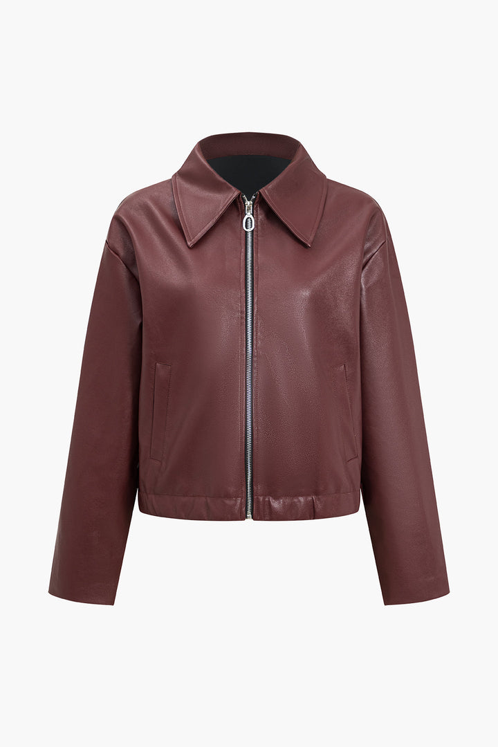 Brickhaus Zip-Up Faux Leather Bomber