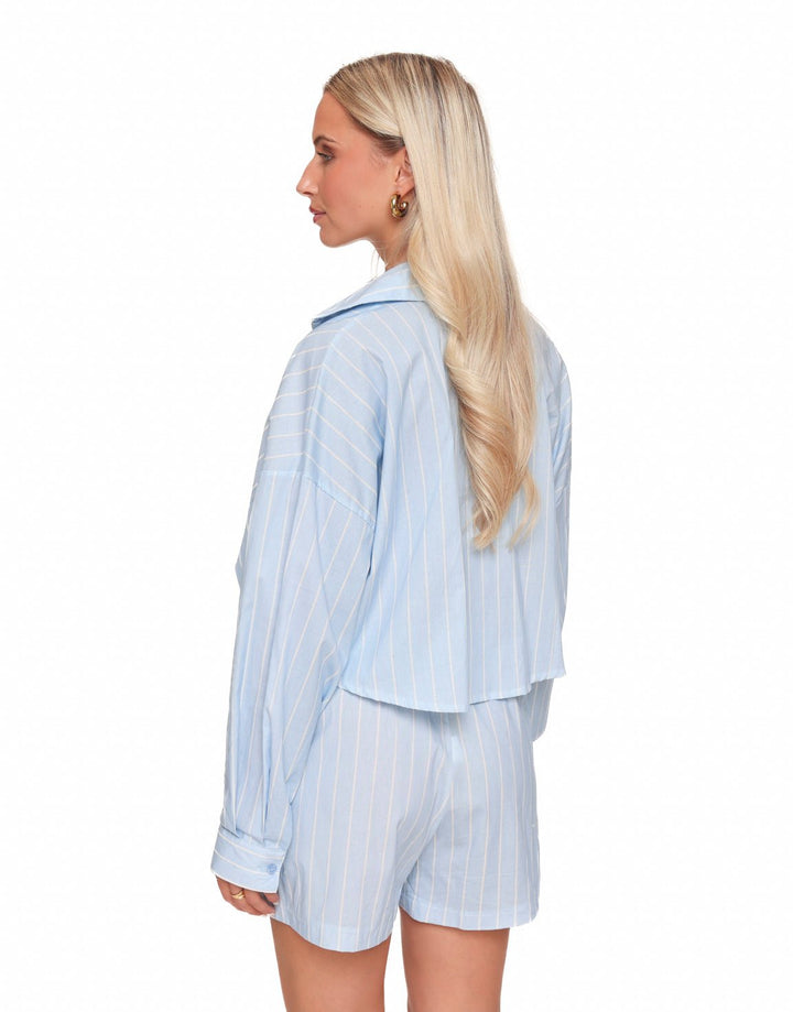 Baby Blue Olivia & Kate Striped Cropped - Blouse