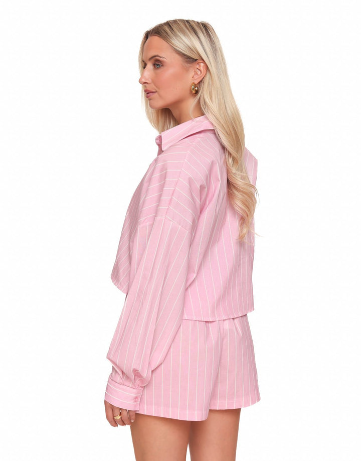 Baby Pink Olivia & Kate Striped Cropped - Blouse
