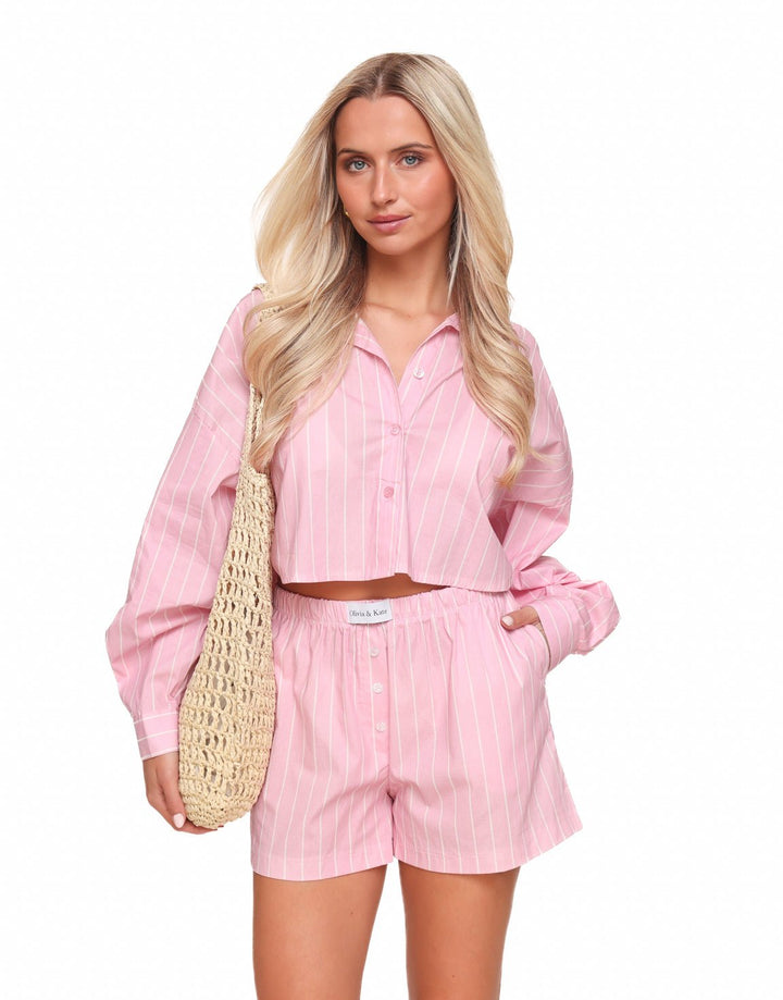 Baby Pink Olivia & Kate Striped Cropped - Blouse
