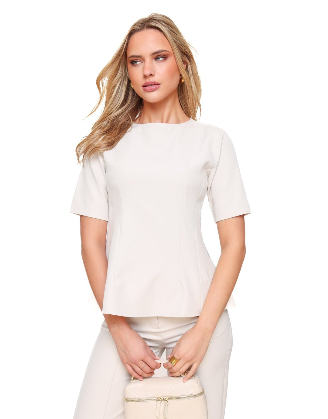 Beige Peplum SS - Top