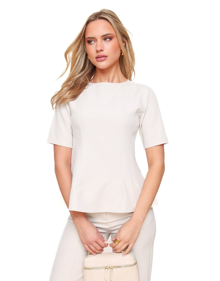 Beige Peplum SS - Top