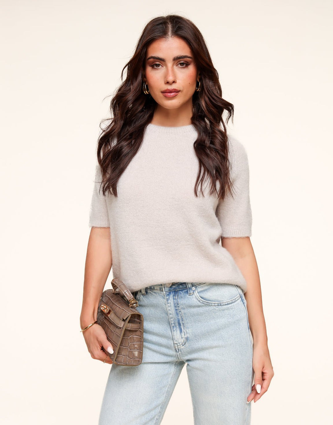 Beige Basic Fluffy SS - Top