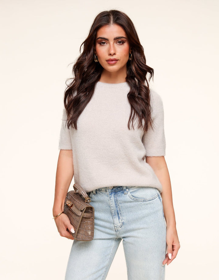 Beige Basic Fluffy SS - Top