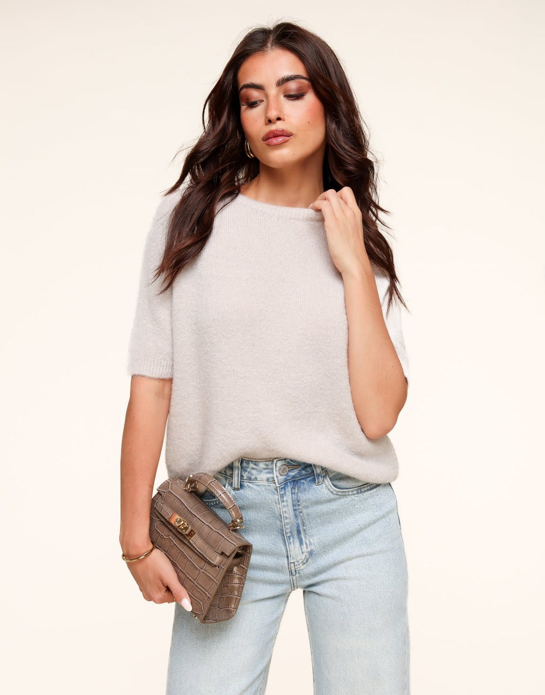 Beige Basic Fluffy SS - Top