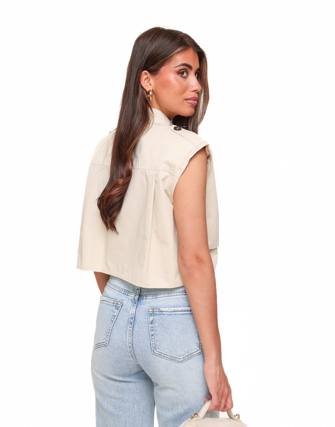 Beige Cropped Trench - Top