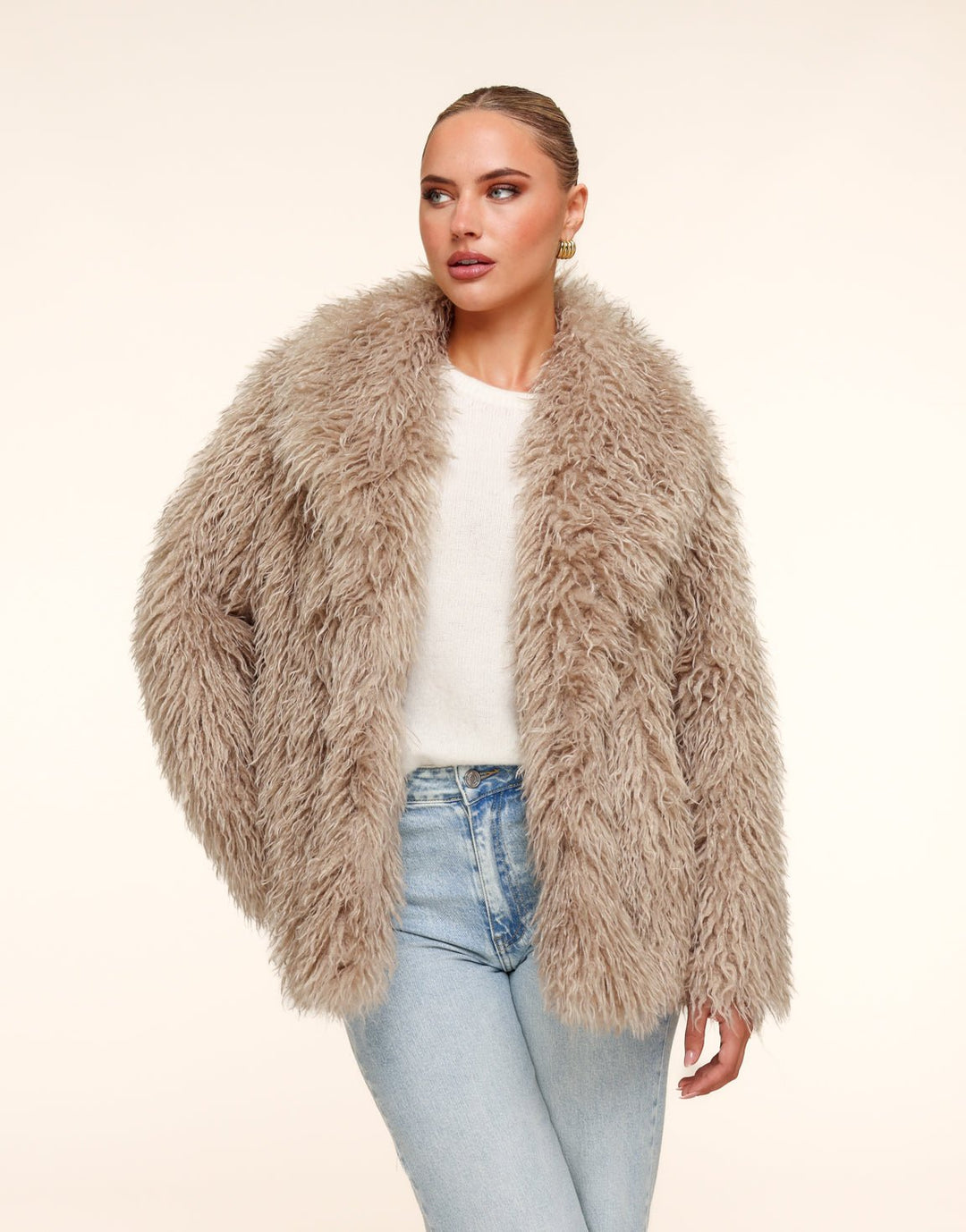 Beige Fluffy Fur - Coat
