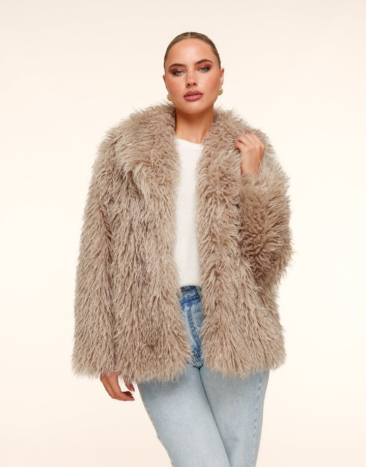 Beige Fluffy Fur - Coat