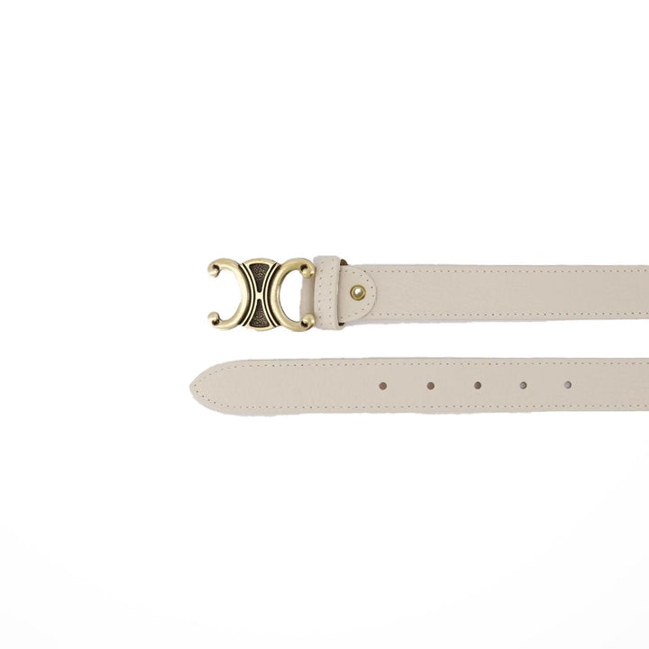 Beige Detailed Golden Buckle - Belt
