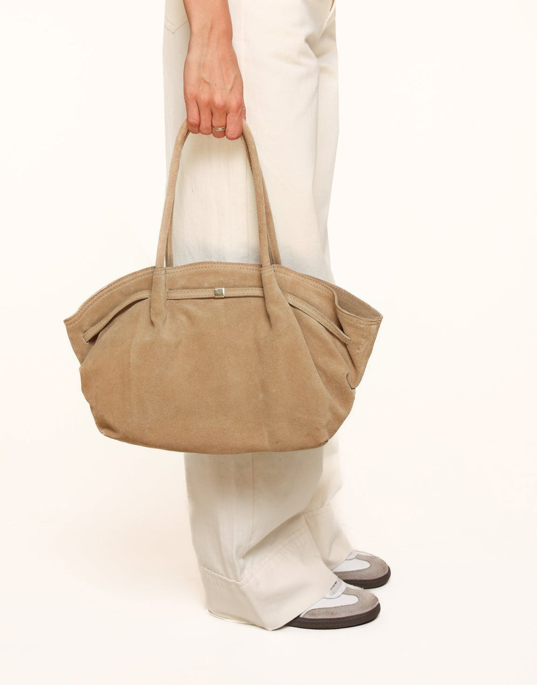 Beige Large Suede Shopper - Bag